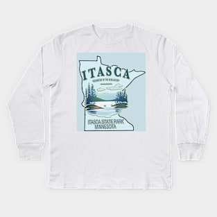 Funny Itasca State Park Minnesota Vintage Travel Decal Kids Long Sleeve T-Shirt